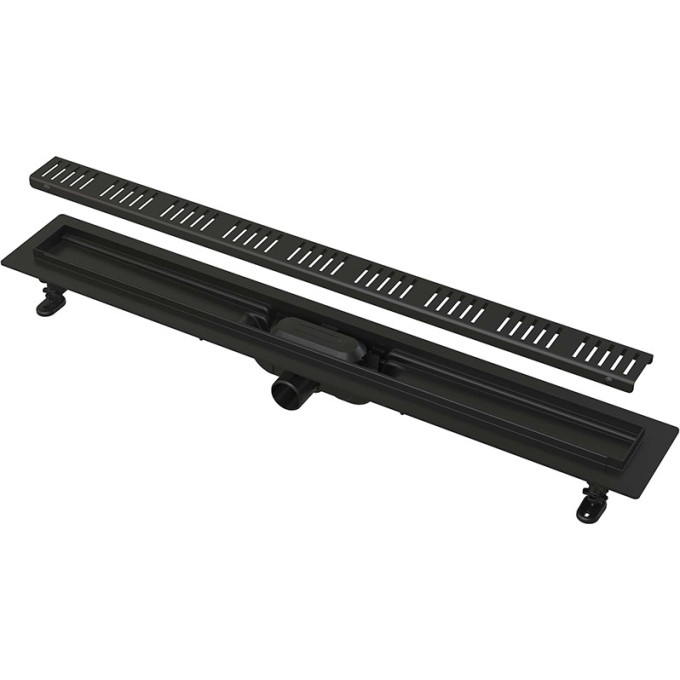 Водоотводящий желоб ALCAPLAST APZ10BLACK-550M с порогами для перфорированной решетки, черный матовый